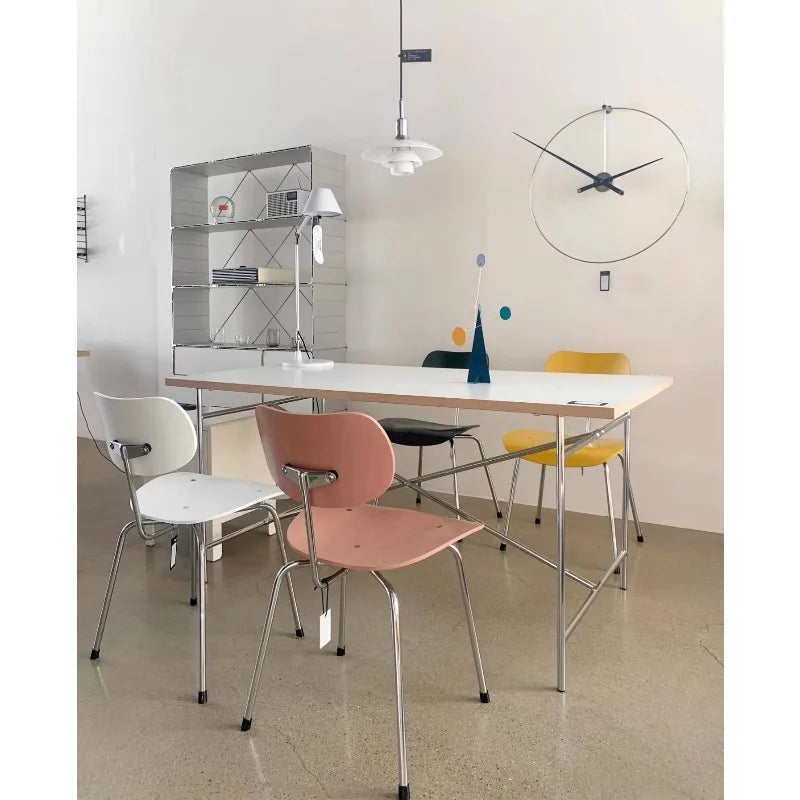 DPstudio vintage simple desk, stainless steel rectangular dining table, blogger, same conference table Bauhaus