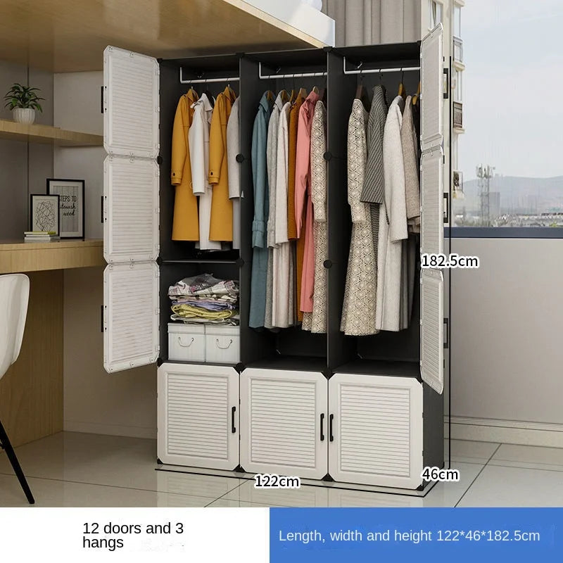 Simplicity Household Bedroom Dustproof Clothes Cabinets For Plastic Assemble Storage Rack Foldable Multilayer Wardrobe Furniture