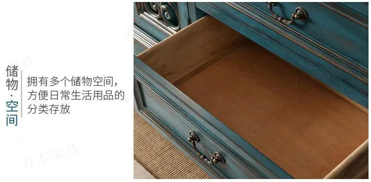 European-Style Solid Wood Console Table American Country Side Cabinet 1.6 M Side View Table Window Side Desk
