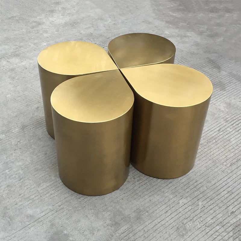 Fresh Four-Leaf Clover Tea Table Tear Drop Coffee Table Brushed Bronze Craft Adler Shaped Sofa Side Table