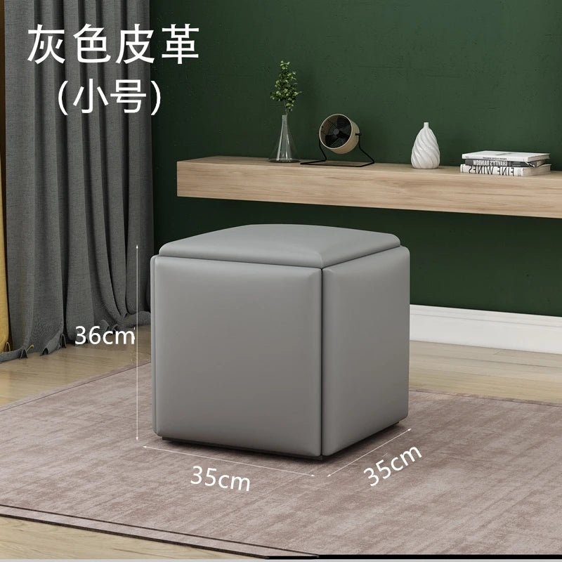 Nordic Furniture 5 In 1 Sofa Soft Stool Cube Storage Folding Shoe Bench Coffee Table Chairs For Kitchen Living Room Stools
