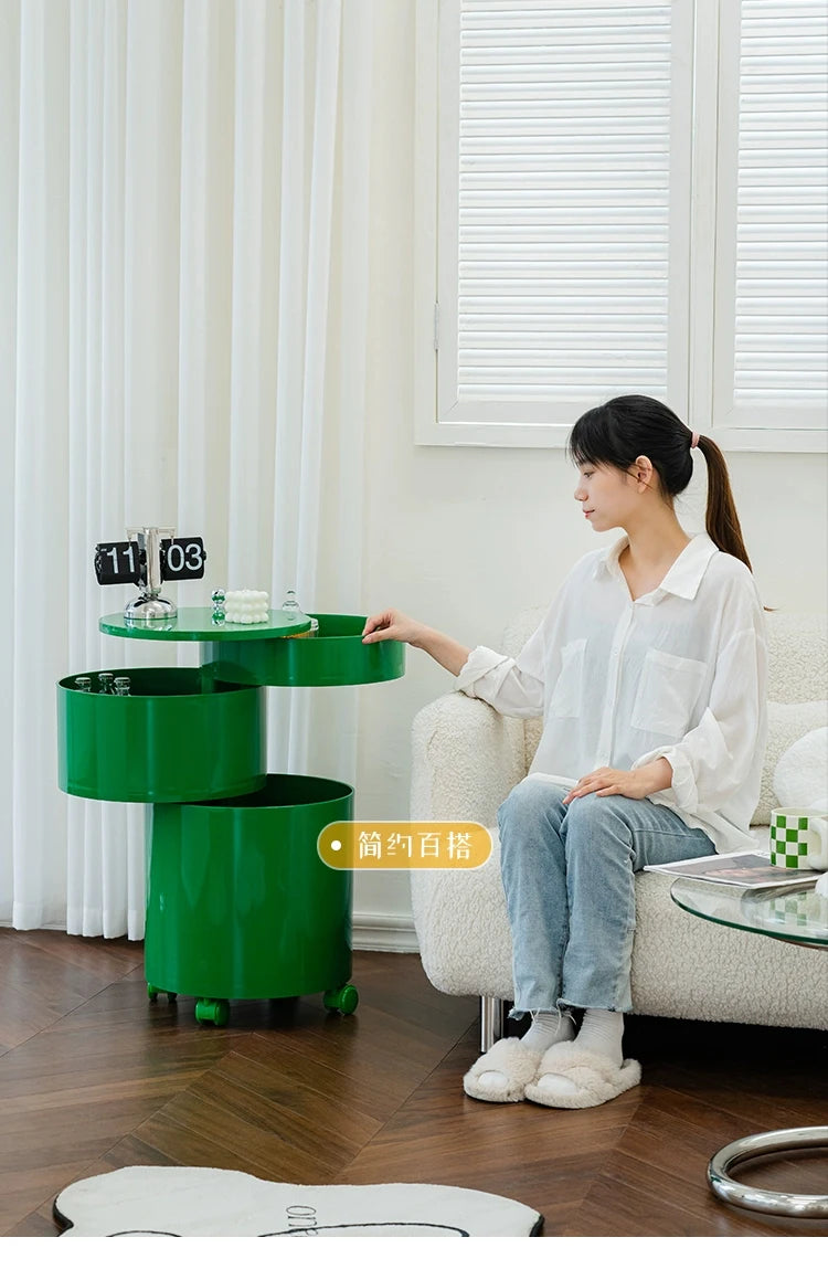 Nordic Furniture, Creative Nightstands, Bedroom Cabinets, Bedside Tables, multifunctional Locker Cart,Round Revolving Side Table