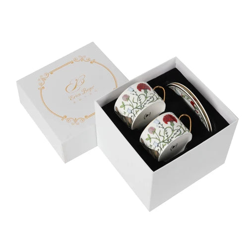 Russian Royal Porcelain Lomonosov Cartoon Rabbit Gold Plated Bone China Coffee Cup and Saucer Gift Box Gift Coffee Cup Set