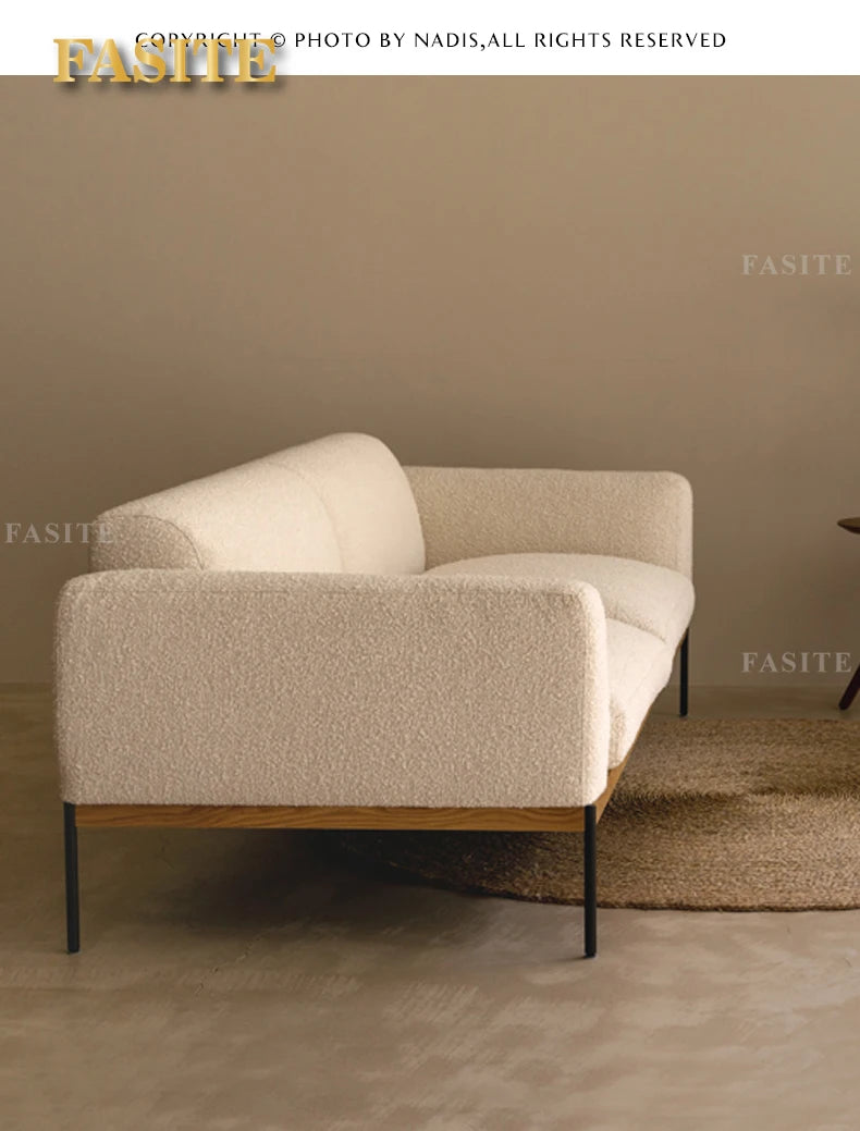 Fabric sofa living room modern simple Nordic chaise longue solid wood corner sofa combination