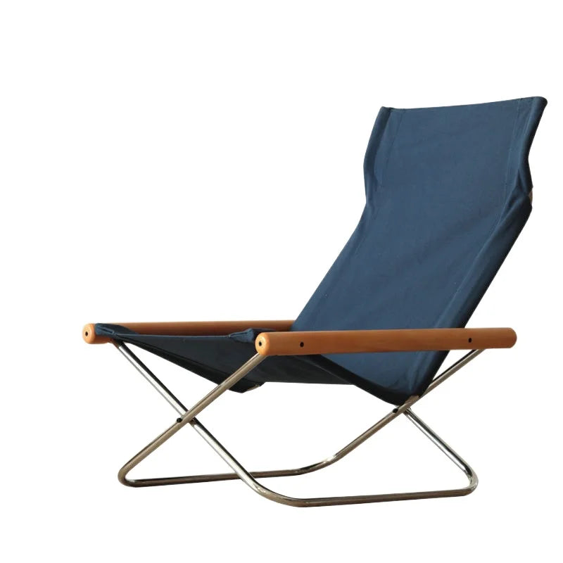 Nordic Balcony Folding Chair Casual Lazy Home Recliner Japanese-Style Lunch Break Folding Outdoor Canvas Graden Backrest Stool
