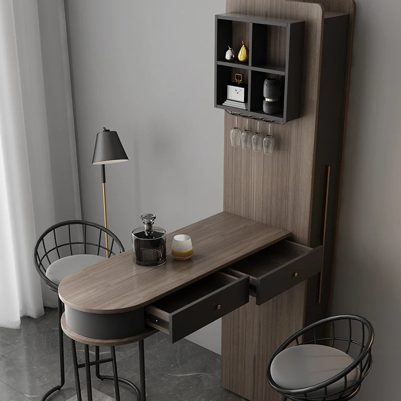 Pqf Retractable Bar Table against the Wall Family Living Room Partition Integrated
