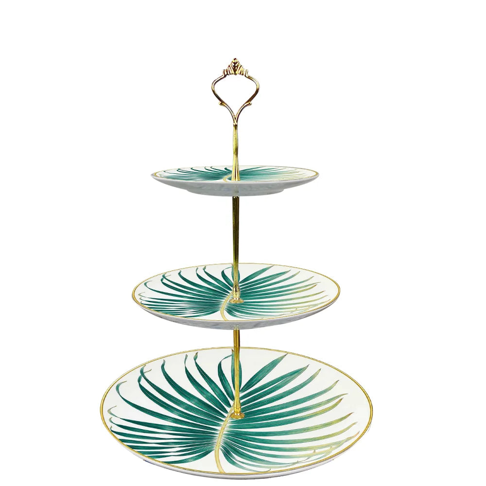 New Palm Leaf Nordic Style Tableware Hotel Household Bone Porcelain Plate Coffee Set Mug Disk Set Dinner Plates Ceramic Plate