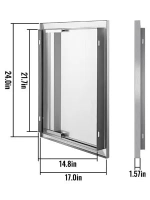 Stainless Steel BBQ Cabinet Access Door W/ Recessed Handle for Indoor/Outdoor Kitchen, BBQ Island, Kitchen Sink, Fireplace