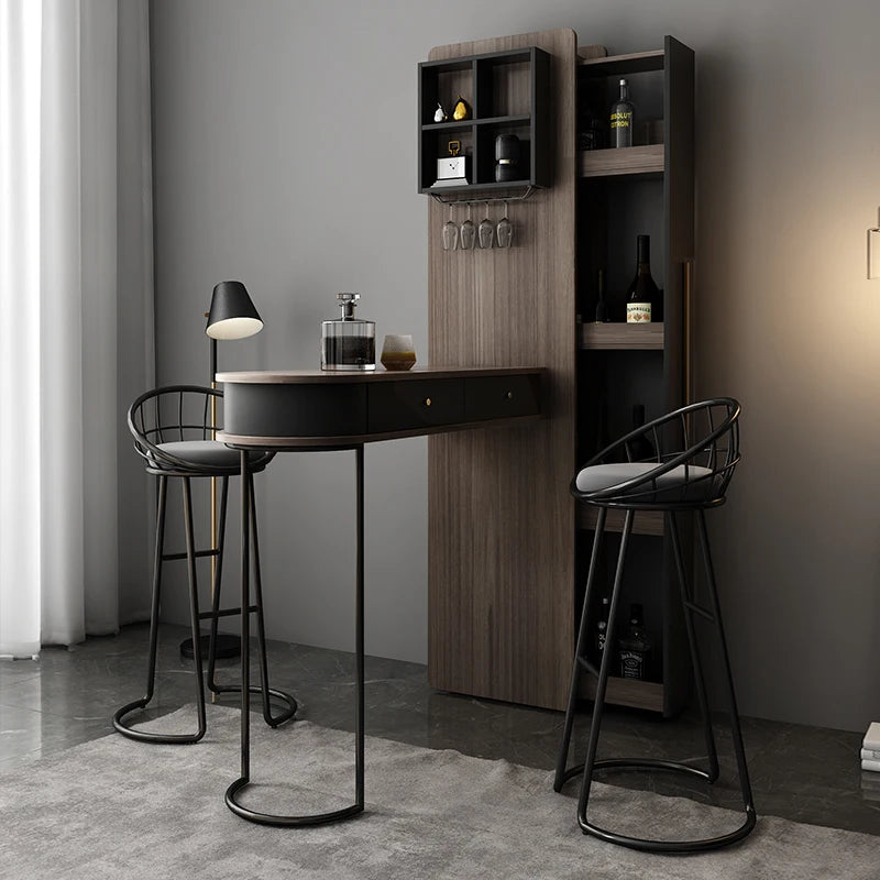 Pqf Retractable Bar Table against the Wall Family Living Room Partition Integrated