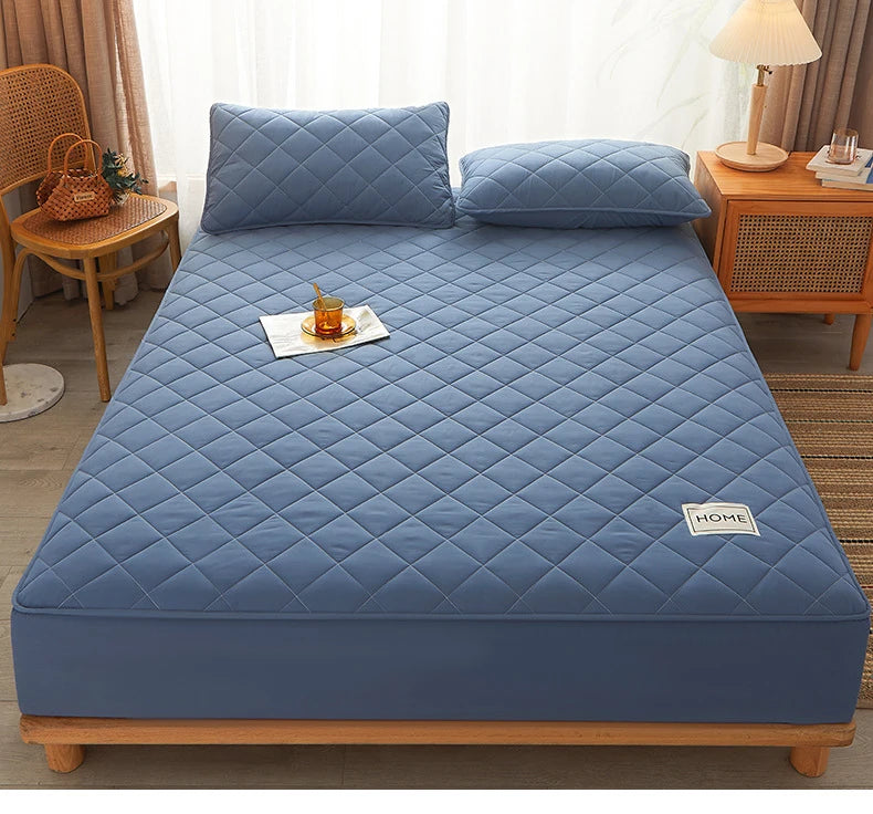 Cotton Thicken Quilted Mattress Cover Anti-bacterial Mattress Protector Topper Pad Soft Fitted Sheet Not Including Pillowcase
