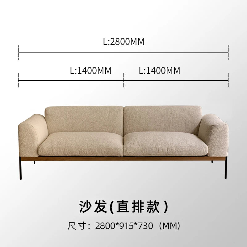Fabric sofa living room modern simple Nordic chaise longue solid wood corner sofa combination