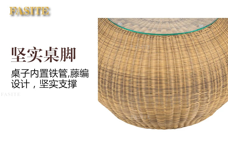 Outdoor rattan sofa combination rattan woven table and chair three piece set of leisure circular sofa furniture