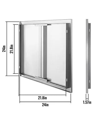 Stainless Steel BBQ Cabinet Access Door W/ Recessed Handle for Indoor/Outdoor Kitchen, BBQ Island, Kitchen Sink, Fireplace