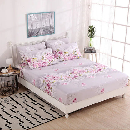 Fitted Sheet Mattress Cover Polyester Printing Bedding Linens Bed Sheets With Elastic Band Double Queen Size Bedsheet 180X200 CM
