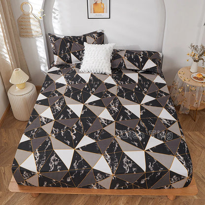 1pc 100% polyester printing bed mattress set with four corners and elastic band sheets hot sale(pillowcases need order)