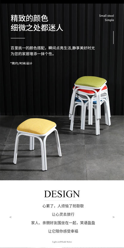 Modern Household Padded Stool Living Room Round Bench Coffee Table Step Stools Student Dormitory Solid Color Small Low Chairs