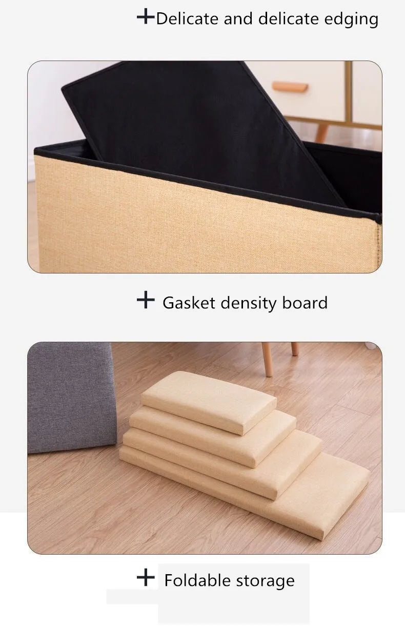 Multifunctional Household Storage Stool Fashion Chair Living Room Ottoman Padded Stools Home Furniture Solid Color Sofa Chair