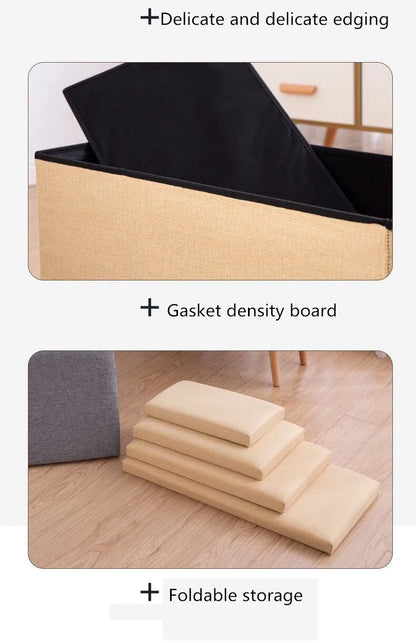 Multifunctional Household Storage Stool Fashion Chair Living Room Ottoman Padded Stools Home Furniture Solid Color Sofa Chair