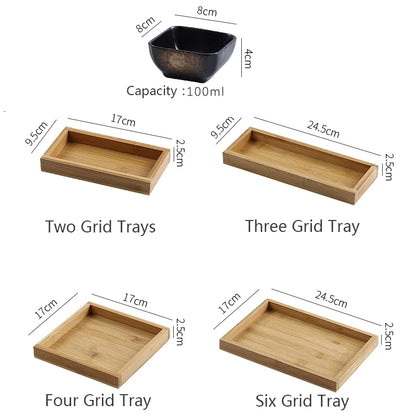 Creative Ceramic Grid Fruit Snack Plates Set For Food Japanese INS Tableware With Tray Serving Dishes Home Fruit Bowl Snack Tray