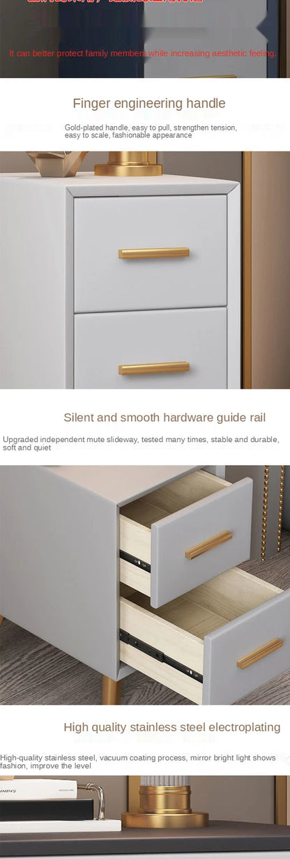 Bedside Table Modern Minimalist Ultra-narrow Light Luxury Simple Free Installation Bedroom Mini Furniture Small Shelf Cabinet