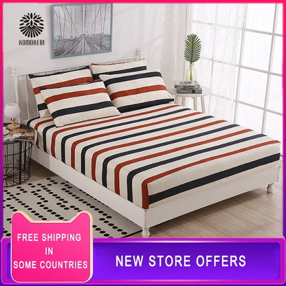 Fitted Sheet Mattress Cover Polyester Printing Bedding Linens Bed Sheets With Elastic Band Double Queen Size Bedsheet 180X200 CM