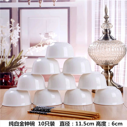 10pcs/set Chinese Dining Room Ceramic Tableware  4.5*inch Deep Jingdezhen Bone China Porcelain Dinnerware Rice bowl ceramic bowl