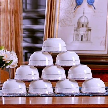 10pcs/set Chinese Dining Room Ceramic Tableware  4.5*inch Deep Jingdezhen Bone China Porcelain Dinnerware Rice bowl ceramic bowl