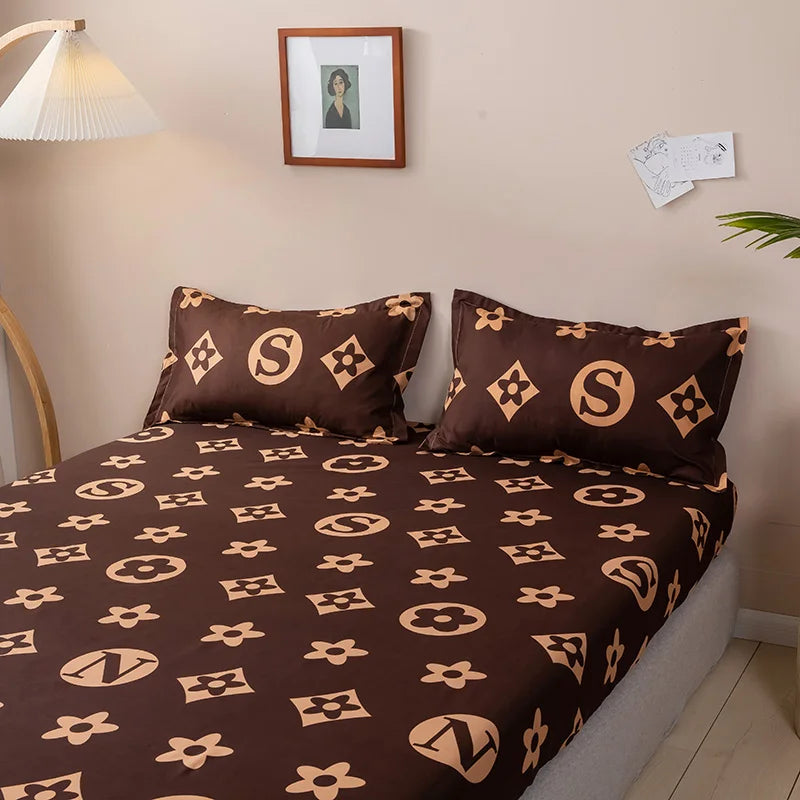 Luxury Flower Bed Sheet +Pillowcase Mattress Covers Fitted Sheet Sets With Elastic