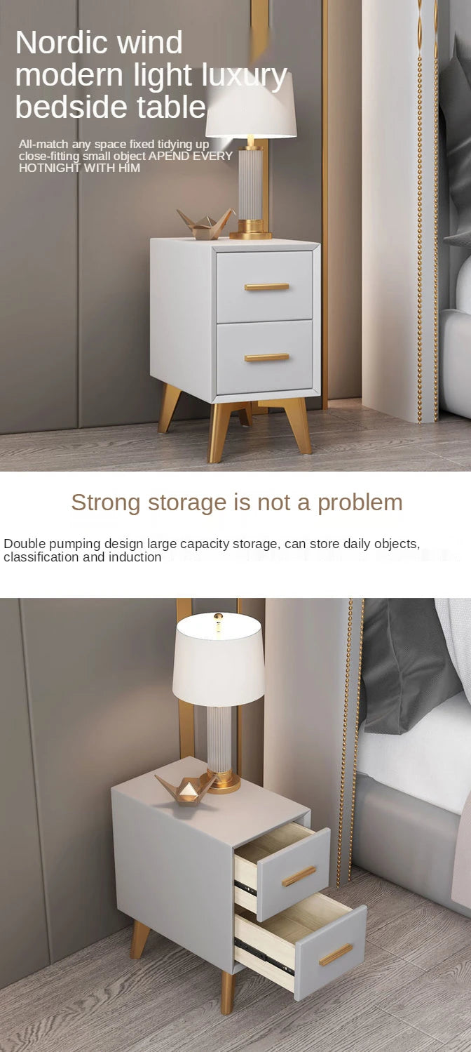 Bedside Table Modern Minimalist Ultra-narrow Light Luxury Simple Free Installation Bedroom Mini Furniture Small Shelf Cabinet