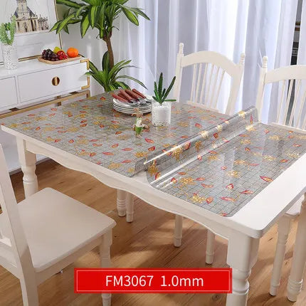 Hot Sale Black Flower Branch PVC Table Mat For Kitchen Dining Table 1.0mm Thick Oilproof Table Covers Protector Desk