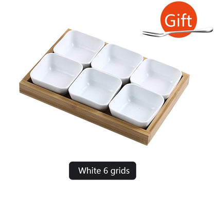 Creative Ceramic Grid Fruit Snack Plates Set For Food Japanese INS Tableware With Tray Serving Dishes Home Fruit Bowl Snack Tray