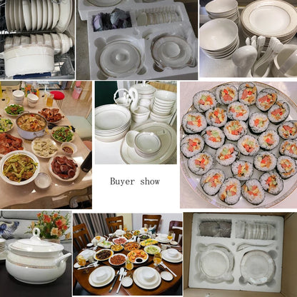 porcelain dinner set 60 pcs jingdezhen ceramics chinese dishes dishes set  Rice Bowl Salad Noodles Bowl Dinnerware Set Tableware