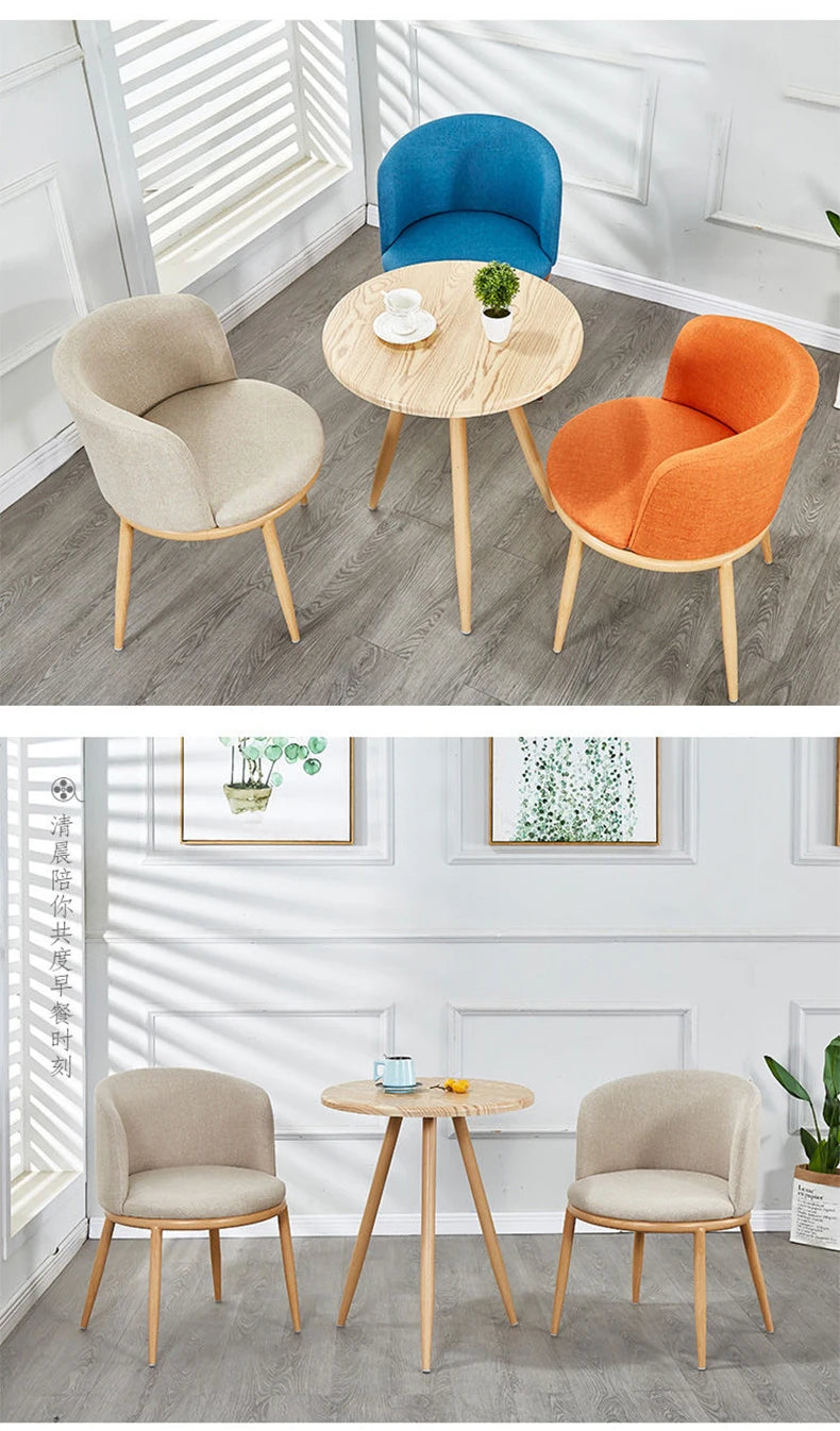 Dining Room Chairs Nordic Style Dining Table With Chairs Set Furniture Cotton Linen Solid Wood Hotel Kitchen Restaurant Stool