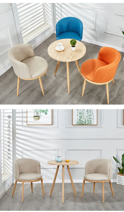 Dining Room Chairs Nordic Style Dining Table With Chairs Set Furniture Cotton Linen Solid Wood Hotel Kitchen Restaurant Stool