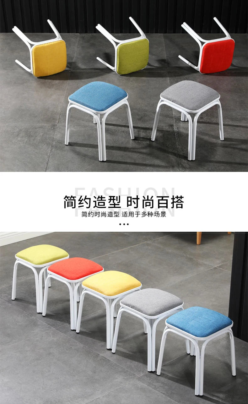 Modern Household Padded Stool Living Room Round Bench Coffee Table Step Stools Student Dormitory Solid Color Small Low Chairs