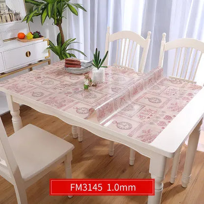 Hot Sale Black Flower Branch PVC Table Mat For Kitchen Dining Table 1.0mm Thick Oilproof Table Covers Protector Desk