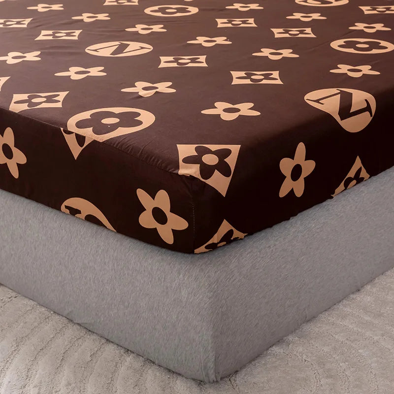 Luxury Flower Bed Sheet +Pillowcase Mattress Covers Fitted Sheet Sets With Elastic