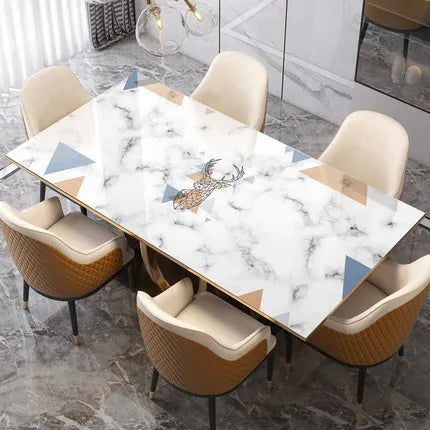 New Arrive Geometric Marble Elk PVC Waterproof Table Cloth Oil Table Cover Glass Soft Cloth Dining Table Mat Home Protection