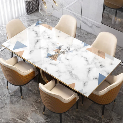 New Arrive Geometric Marble Elk PVC Waterproof Table Cloth Oil Table Cover Glass Soft Cloth Dining Table Mat Home Protection