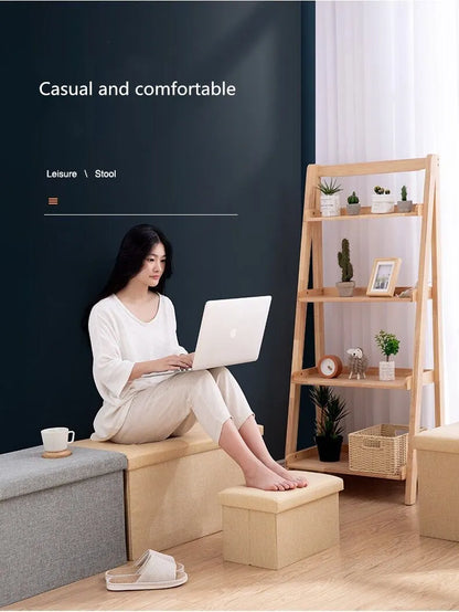 Multifunctional Household Storage Stool Fashion Chair Living Room Ottoman Padded Stools Home Furniture Solid Color Sofa Chair