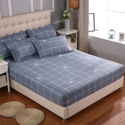 Fitted Sheet Mattress Cover Polyester Printing Bedding Linens Bed Sheets With Elastic Band Double Queen Size Bedsheet 180X200 CM