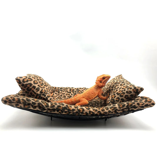 Metal Bearded Dragon Hammock leopard print Lizard Hammock  Bearded Dragons Hammock With Metal shelf Small Pet Gecko Hammock