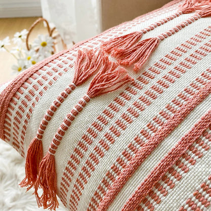Home Decor Cushion Cover Throw Pillow Cover Yellow Grey Coffee Pink Boho Style Tassels for Living Room Bed Room 45x45cm/30x50cm