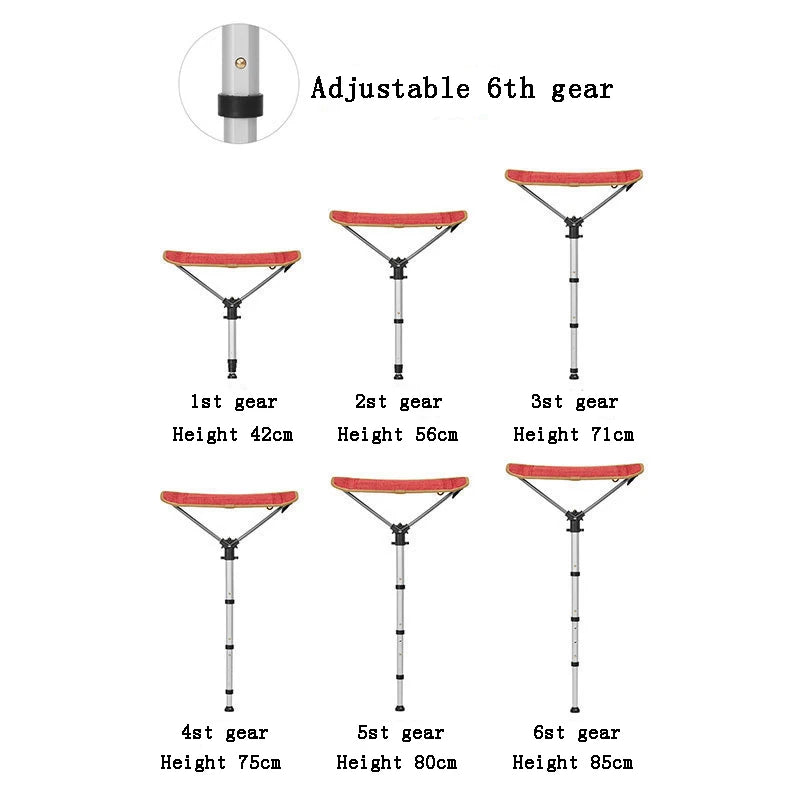 Outdoor Furniture Fishing Chair Adjustable Telescopic Stool Portable Folding Beach Chair Multifunctional Camping Folding Stool