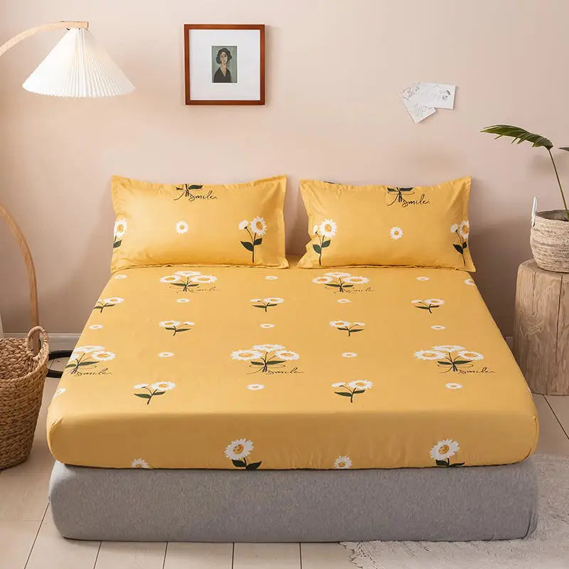 Luxury Flower Bed Sheet +Pillowcase Mattress Covers Fitted Sheet Sets With Elastic