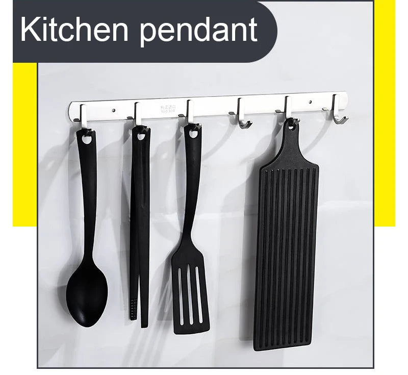 304 Stainless Steel Hook Punch-free Hooks Bathroom Towel Hook Strong Seamless Kitchen Hooks Metal Storage Rack Organizer WB 083