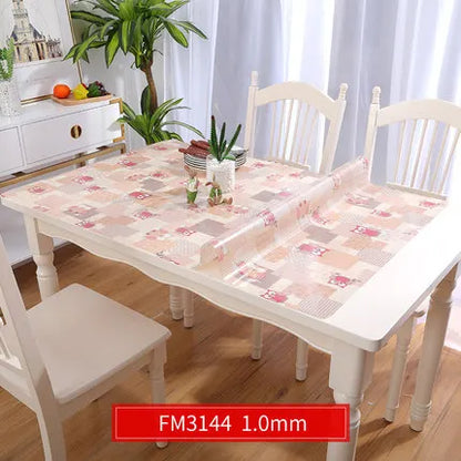 Hot Sale Black Flower Branch PVC Table Mat For Kitchen Dining Table 1.0mm Thick Oilproof Table Covers Protector Desk