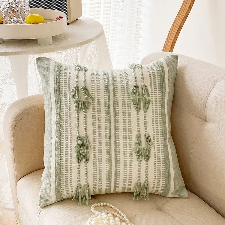 Home Decor Cushion Cover Throw Pillow Cover Yellow Grey Coffee Pink Boho Style Tassels for Living Room Bed Room 45x45cm/30x50cm