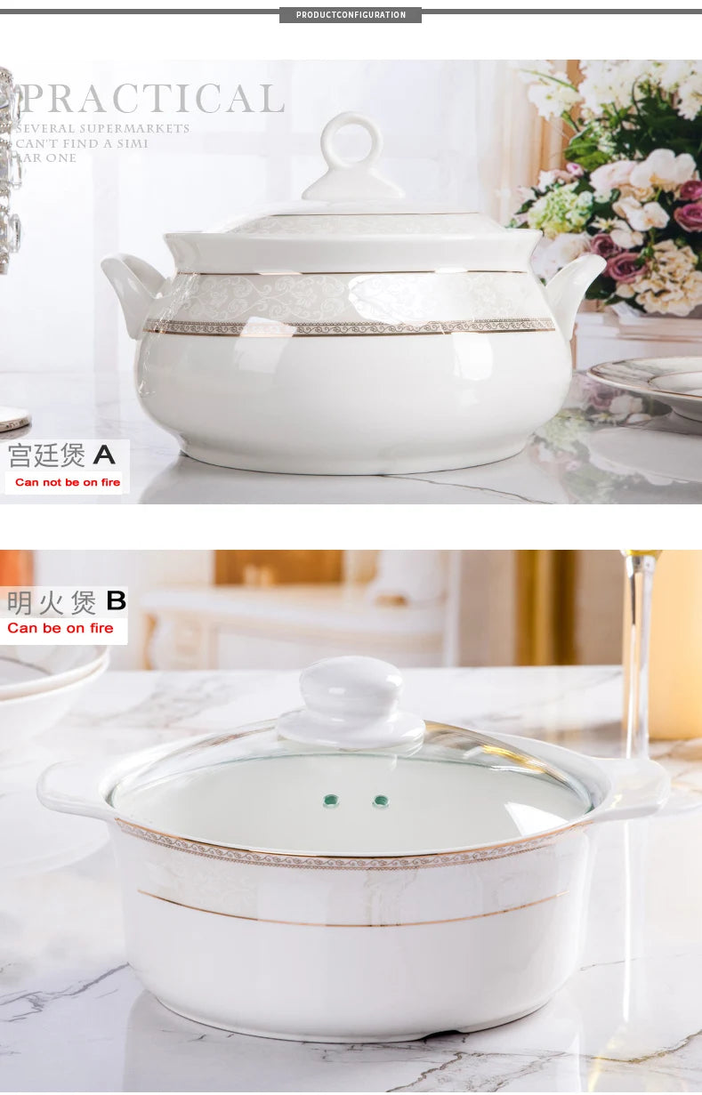 porcelain dinner set 60 pcs jingdezhen ceramics chinese dishes dishes set  Rice Bowl Salad Noodles Bowl Dinnerware Set Tableware
