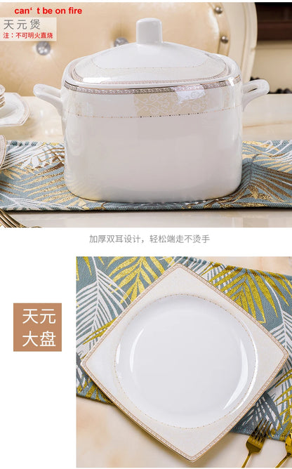 porcelain dinner set 60 pcs jingdezhen ceramics chinese dishes dishes set  Rice Bowl Salad Noodles Bowl Dinnerware Set Tableware